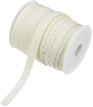 M METERXITY Doppelt gefalteter Schrägband 1/2 Zoll 55 Yards Baumwoll-Schrägband Großpackung Doppelt gefalteter Schrägband zum Nähen/Säumen/Schrägband/Quilten/DIY Handwerk [Beige Weiß]