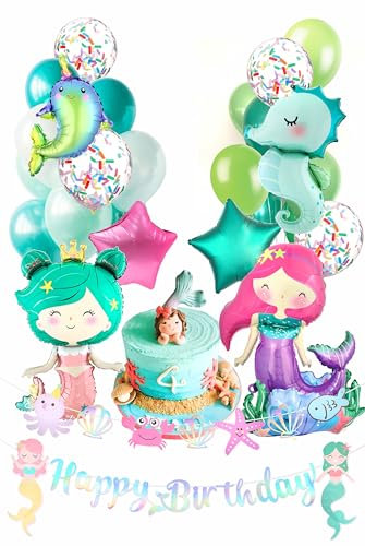 Regendeko Happy Birthday Ocean Meerjungfrau Geburtstag Deko Kindergeburtstag Meerjungfrau Party Deko Ballons