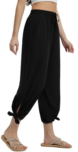 baleaf Pantalones de playa para mujer, protección solar, ligeros y transpirables, bañadores largos, Negro , XXL