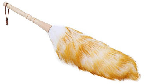 Plumeau Antistatique en Laine Douce avec Manche en Bois pour Meubles de Maison – Outil d'absorption Doux pour Meubles, Appareils Ménagers, Antiquités – Pure Laine + Bois