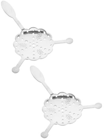 Generic 2pcs Stainless Steel Absinthe Spoon Set Multi Use Wormwood Spoons with Hollow Strainer for Crafting Cocktails and Gourmet Tea Preparation Dripper