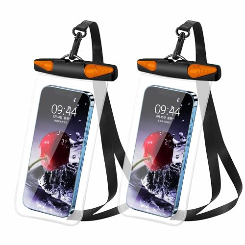 Heliosea Wasserdichte Handytasche, wasserdichte Handyhülle mit Umhängeband für iPhone, Samsung, IPX8, Handy, Strand, Trockentasche, Kajak, Kreuzfahrt, Schiff, Essentials, 2 Stück, 19,1 cm