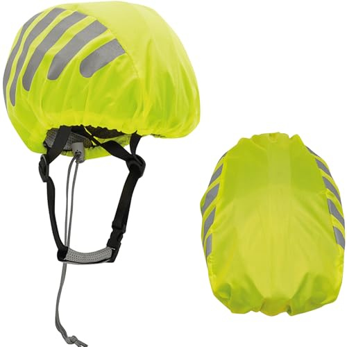 2 Stück Universal Fahrradhelm Regenschutz 100% Wind- & Wasserdichter Helmbezug Reflektierende Fahrrad Regenhaube für alle Helme, Helm Überzug, Helmüberzug, Helm Cover, Regenschutz Fahrradhelm