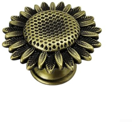 Vilgftyiet Möbelknöpfe aus Zinklegierung mit Sonnenblumen-Motiv, für Kinder-Möbelknöpfe mit exquisiter Handwerkskunst (Antik-Bronze)