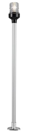 Milageto Luz de popa para embarcaciones, lámpara de 3 W, base en acero inoxidable, 12-24 V, Longitud 600mm
