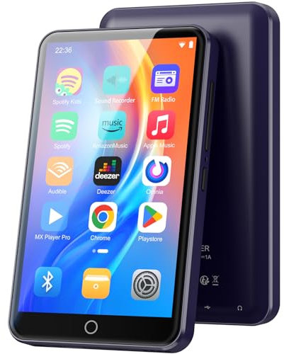 Lecteur MP3 80GB avec WiFi Bluetooth - écran Tactile IPS 4 Pouces, Lecteur de Musique pour Enfants, Lecteur MP4 Android avec Spotify, Audible, Deezer, Play Store Streaming Music Apps