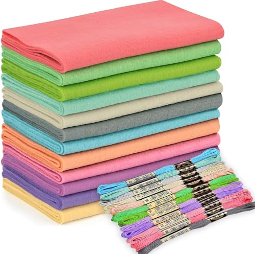 Wonninek Morandi - 12 rotoli di morbido tessuto in feltro per cucito, 20,3 x 89,4 cm, colori assortiti, spessore 1,4 mm, per lavori fai da te, patchwork e artigianato artistico