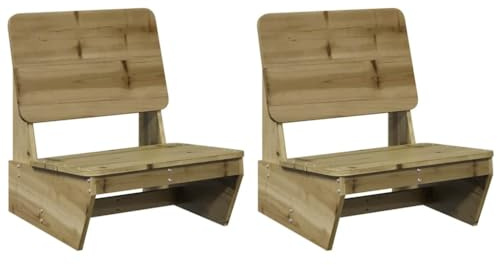 Homvdxl Niedriger Stuhl, 2er-Set, Feuerstelle, Outdoor-Feuerstellenstuhl für Garten, Terrasse, Terrasse und Balkon, wasserabweisend, Holz, Gartensitz mit Rückenlehne, 60 x 64 x 70,5 cm, rustikales