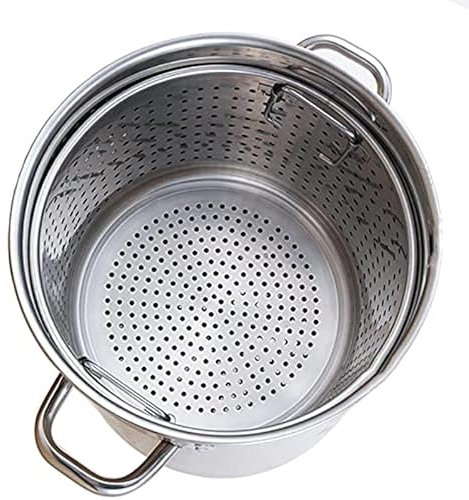 Genérico Olla de Acero Inoxidable de 50 litros: batería de Cocina Resistente con Tapa y Cesta para Tamales, cocinar al Vapor, hervir y freír Comidas Familiares numerosas, Catering y co