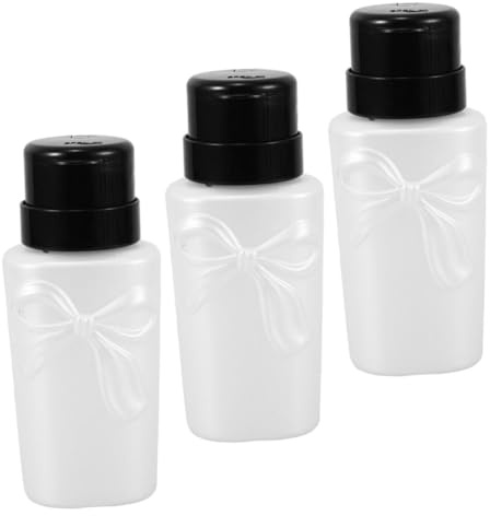 VICASKY 3pcs Nail Art Salon Press Pump Bottle Lockable Refillable Pump Bottles Butterfly Knot Design Makeup Remover Dispenser
