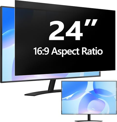 Easges 24 Inch Computer Privacy Screen Filter for 16:9 Aspect Ratio, Anti-Glare, Eye Protection, Anti-Blue Light Computer Monitor Privacy Filter, Removable Anti-Scratch 24in Protector Film