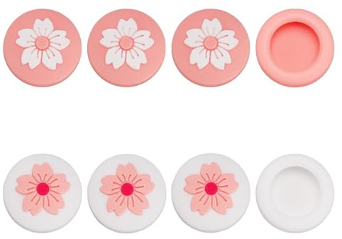 HOBBIESAY Lot de 4 capuchons Kawaii en fleurs de cerisier - Jolies fleurs - Poignées analogiques - Compatibles avec Switch - Rose et blanc - Pour bricolage Switch Lite Joystick