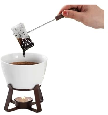MYOLIO Pentola for fonduta di Cioccolato in Ceramica con Stufa, Sicurezza Durevole Pentola Calda for Formaggi e Gelati, Portatile Ultra-Flessibile e Facile da Pulire(A)