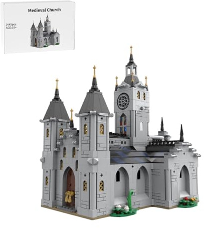ExPrismarx Mittelalterliche Bauklötze, 1445 Teile Kirchenbausatz DIY Bausatzset Klemmbausteine Haus Set, Geschenke Ausstellungsstück für Erwachsene Mädchen und Jungen, MOC-192638