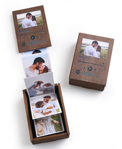 Album Foto Estraibile Personalizzato per Coppie, Scatola Regalo in Legno con Foto a Fisarmonica, Regali Personalizzati per Compleanni, Scatola Ricordo Matrimonio o Anniversario, Regalo Scatola di Foto