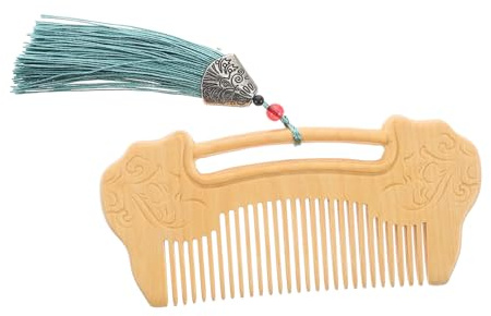 LOLIPPYY Wooden Comb with Intricately Carved Ruyi Lock Design for Hair and Beard Care, Fine Tooth for Comfortable Scalp Massage and Promoting Hair Health, Suitable for Men and Women