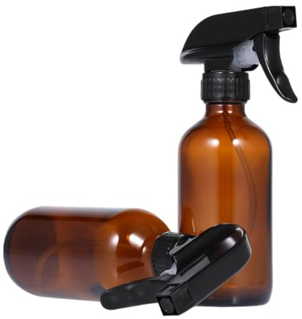 Happyyami 2 Stück 240 ml Handdruck Sprühflaschen aus Glas und Kunststoff Kleine Braune Gießkannen für Pflanzenpflege Haushalt und Friseure