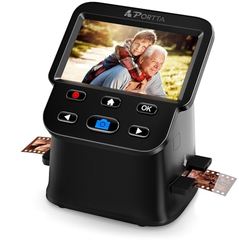 PORTTA Film Scanner with 5 LCD Screen, 22MP Slide & Negative Scanner, Converts 135, 126, 110 Film & Slides to Digital Photos, HDMI Output, SD Card Storage, No Computer Required