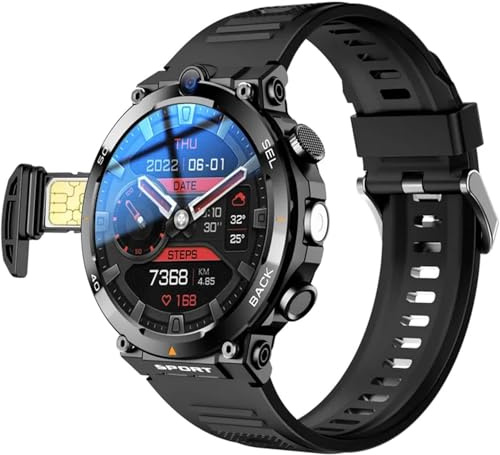Smartwatch 4G SIM Card con schermo rotondo, doppia fotocamera, funzione NFC, impermeabile IP67, perfetto per chiamate e regali