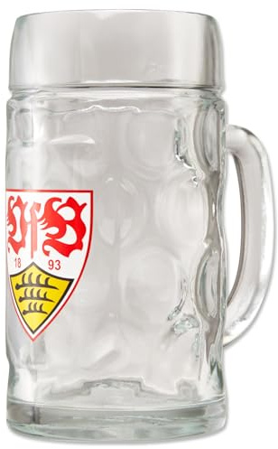 VfB Stuttgart Bierkrug 0,5 Liter – Offizieller Fan Bierkrug aus Glas, mehrfarbig, Stadion & Zuhause