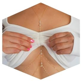 Cadena de Cuerpo Mujer Dorada Sexy, Joya Corporal Mujer, Body Chain para Bikini, Playa, Verano, Vacaciones, Festival, Fiesta y Discotecagold (C)
