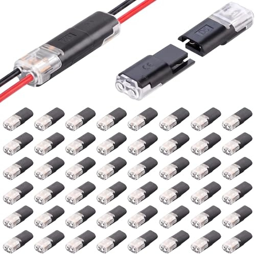 NARYVORA 50 Piezas Conectores de Cable 2 polos, Conectores Electricos Rapidos 12V para Cables 18-22 AWG con Crimpado, Conectores de Auto Impermeables para Automovil Moto Barco