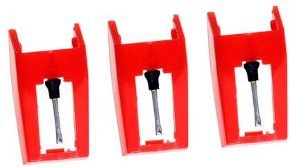 HONMEET 3pezzi Aghi per Grammofono Rosso Punta Conica in Plastica e Alluminio per Riproduzione di Voce e Musica