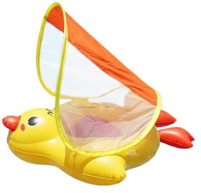Ciambella Gonfiabile per Bambini con Tettuccio - Salvagente Antiribaltamento e Antiscivolo | Simpatica Papera Giocattolo Da Piscina - Per Bimbi 12-36 Mare Vacanza Viaggio