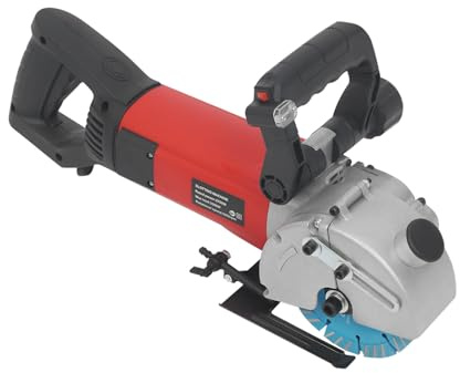 Fresadora de pared con corte de hormigón, 2700 W, 5000 rpm, fresadora de pared con láser, profundidad de corte de 42 mm, 40 mm de ancho, hoja de diamante, brazo de polvo, con maletín para pared de