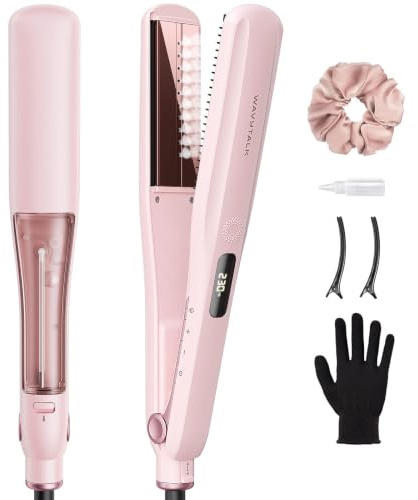 Wavytalk Plancha de Pelo a Vapor para Conseguir Rápidamente un Cabello Liso | Plancha de Pelo a Vapor Steam Sesh con Peine Extraíble, Menos Daño por Calor y Resultados Rápidos para Todo Tipo de Cabello