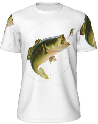 Bete med fiskelina som äter små fiskar tryck t-shirts för män andningsbara nättoppar fukttransporterande toppar för träning löpning och daglig användning