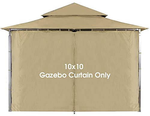 ABCCANOPY Pavillon-Ersatz-Sichtschutzvorhang, 3 x 3 m, Pavillon-Seitenwand, universeller Sichtschutz mit Reißverschluss (Beige, nur 1 Paneel)