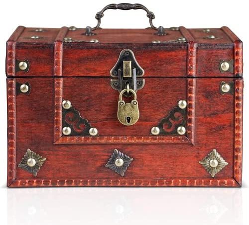 Brynnberg - Coffre Au Trésor - Fabrication Durable En Bois Et Métal - Boite De Rangement Design Vintage, Coffre De Rangement Unique Et Artisanal Avec Fermeture Frontale - Boite Rangement 24x20x15cm.