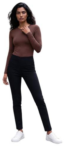 Roman Originals Women's High Waisted Skinny Trousers - Black, Size 10