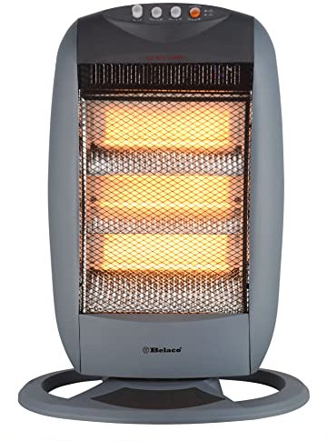 Electric Heater 3 Bar Halogen Heater with 3 Heat settings Heaters for Home, 1200W Portable Heater 90 Degree Oscillation Room Heater Compact Carry Handle Heaters Safety Tip Over Switch Gray