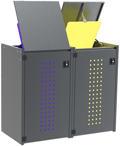 Mülltonnenbox Boxxi aus Aluminium in Anthrazit RAL 7016 als Bausatz von reinkedesign (2 x 120l, Kippdach)