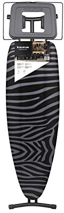 Taurus Argenta Plus - Planche à repasser, 3 positions de hauteurs jusqu'à 93cm, Support pour centrale vapeur, Housse 100% coton, Dimensions 41 x 125 cm, anti-dérapeant, Gris