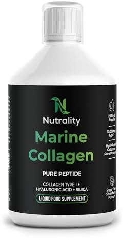 Nutrality High Strength 10,000mg Liquid Marine Collagen Supplements for Women | Hydrolysed Collagen Pure Peptides Drink Infused Hyaluronic Acid | Vitamin C, D and Biotin