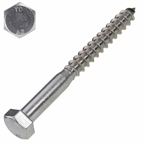 Sechskant Holzschraube Edelstahl A2 8x100 mm - 100 Stück - Schlüsselschraube SW 13 - DIN 571