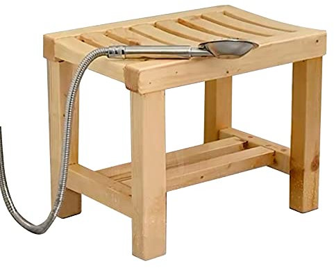 RTY-BY Wooden Shower/Bath Stool Bathroom Bench Waterproof Non-slip Spa Bathtub Bathing Seat Foot Rest Small Step Stool Indoor Outdoor Patio Garden Yard, Heavy Duty