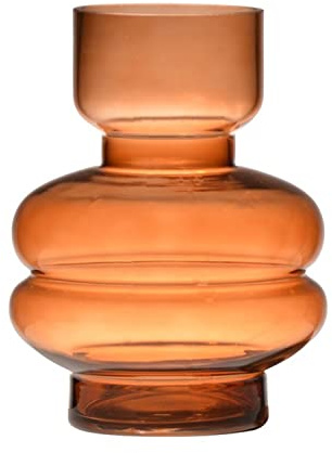 INNA-Glas Ausgefallene Glas Vase TAMLIN, orange-braun-klar, 15cm, Ø9cm