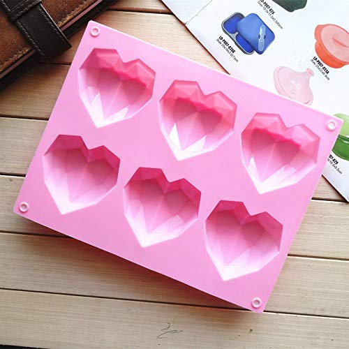 6x Herzen Silikon Backform 3D Herz Fondant Mould Eiswürfel Kuchen Muffin Schokolade