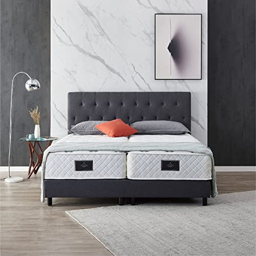 De RUCCI Boxspringbett Modell 211 – Bettgestell mit Kopfteil – ohne Matratze (200×200 cm, Anthrazit)