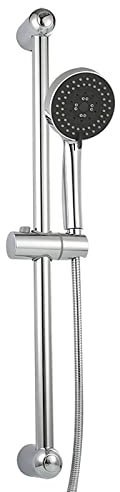 GLYYRLR Brausestange 66 cm Duschstange 304 Edelstahl Verchromt Brausestange Verstellbar Duschkopf Stange Wandstange Brausestangenset mit 5 Strahlarten Handbrause und Brauseschlauch