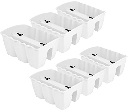 PAFEN 6X Blumenkasten Hängetopf - 39,5 x 28,5 x 20,5cm -Blumentopf Pflanztopf Balkontopf Geländertopf Geländerkasten, Weiß