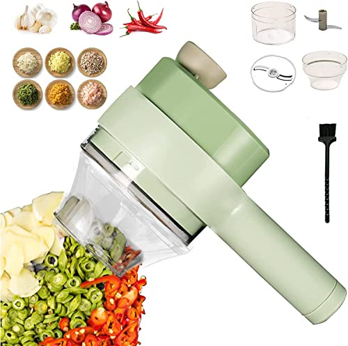 4 in 1 Handheld Electric Vegetable Cutter Set, Usb Rechargeable Food Choppers and Dicers, for Kitchen Vegetable Cooking, Vegetable Slicer and Dicer