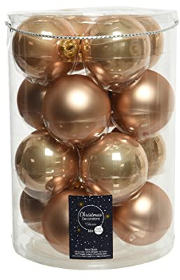 Kaemingk Weihnachtskugeln Glas 8cm x 16 Stück Christbaumkugeln Karamel