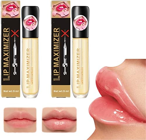 2Pcs Lip Plumper,Vitamin E Lip Plumping Serum, Lip Maximizer Hyaluronic Lip Plumper, Lip Plumping Serum Instant Lip Filler for Moisturize, Enhances Plump Gloss