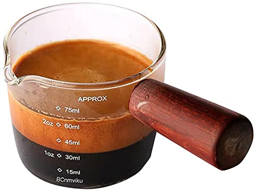 Bicchiere di misurazione in vetro per espresso, 75 ml, triplicare singolo, con