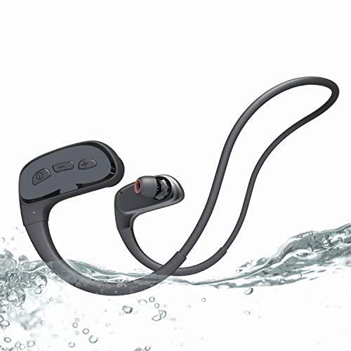 CYBORIS Kopfhörer Schwimmen, IPX8 wasserdichte Bluetooth Kopfhörer, Kabellos in Ear Kopfhörer Sport Kopfhörer mit Mp3 Player 32GB Speicher, Eingebauter Bone Conduction Lautsprecher, EQ-Schaltfunktion